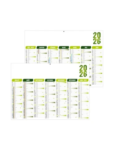 FLORENTIN VERT 2026 - MIDI 430 x 335 mm - LEGER 400G - SANS MARQUAGE - 1 TROU EN TETE