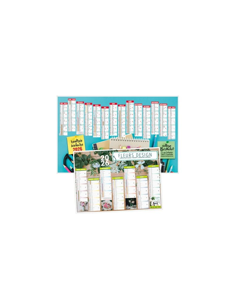 CALENDRIERS BANCAIRES CREATION 2026 - MIDI 430 x 335 mm - LEGER 400G - IMPRESSION RECTO SEUL - 1 TROU EN TETE