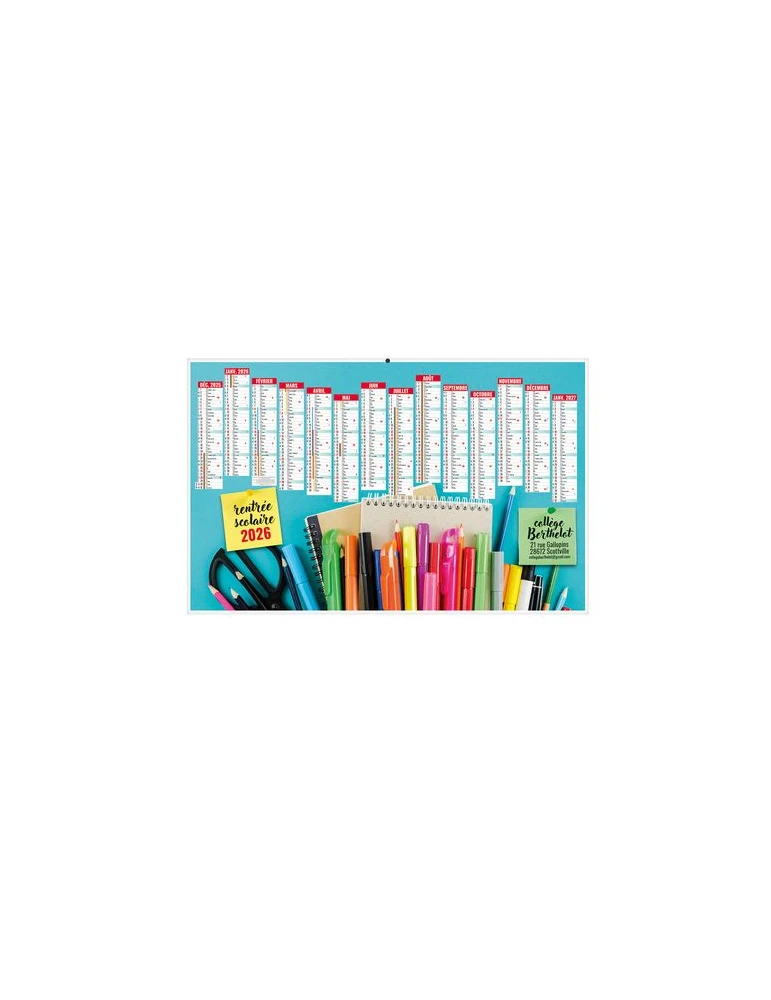 CALENDRIERS BANCAIRES CREATION 2026 - MIDI 430 x 335 mm - LEGER 400G - IMPRESSION RECTO SEUL - 1 TROU EN TETE personnalisation r