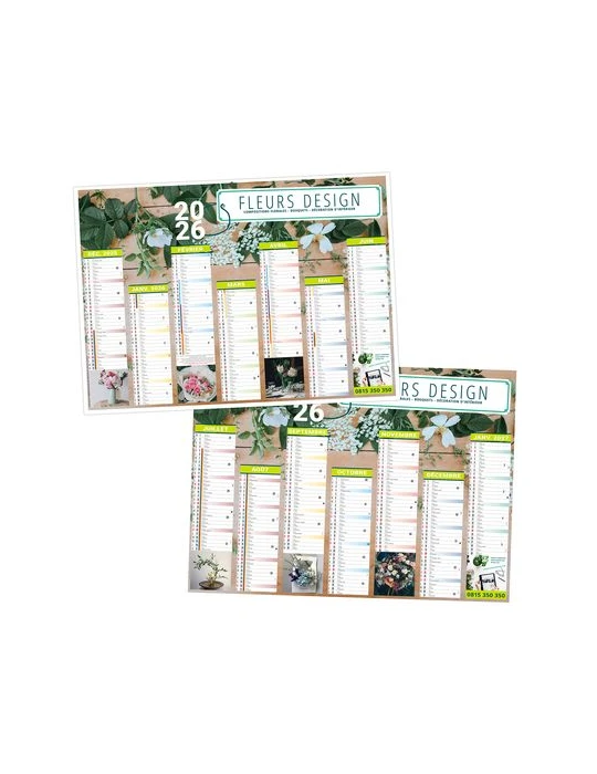 CALENDRIERS BANCAIRES CREATION 2026 - MIDI 430 x 335 mm - LEGER 400G - IMPRESSION RECTO SEUL - 1 TROU EN TETE objet promo petit 