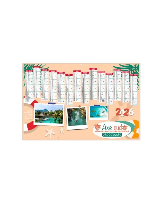 CALENDRIERS BANCAIRES CREATION 2026 - MIDI 430 x 335 mm - LEGER 400G - IMPRESSION RECTO SEUL - 1 TROU EN TETE cadeau entreprise 