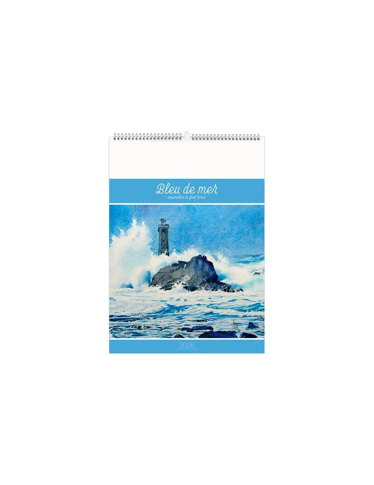 BLEU DE MER 2026 - 6 FEUILLETS - RELIURE BAGUETTE - MARQUAGE 1 COULEUR nombre de pages : 12 pages personnalisable avec votre log