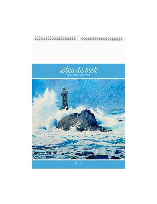 BLEU DE MER 2026 - 6 FEUILLETS - RELIURE BAGUETTE - MARQUAGE 1 COULEUR nombre de pages : 12 pages personnalisable avec votre log