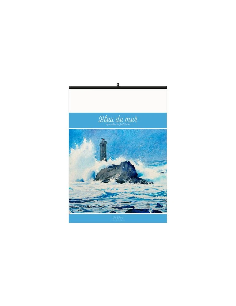 BLEU DE MER 2026 - 6 FEUILLETS - RELIURE BAGUETTE - MARQUAGE 1 COULEUR nombre de pages : 12 pages cadeau entreprise pas cher