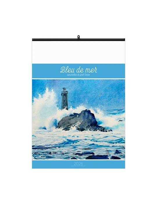 BLEU DE MER 2026 - 6 FEUILLETS - RELIURE BAGUETTE - MARQUAGE 1 COULEUR nombre de pages : 12 pages cadeau entreprise pas cher