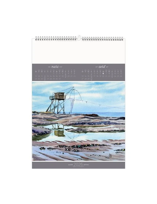 BLEU DE MER 2026 - 6 FEUILLETS - RELIURE BAGUETTE - MARQUAGE 1 COULEUR nombre de pages : 12 pages impression haute définition