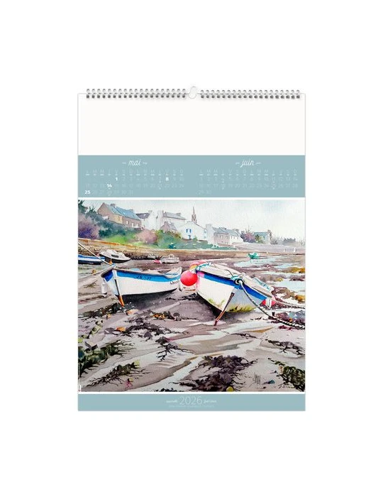 BLEU DE MER 2026 - 6 FEUILLETS - RELIURE BAGUETTE - MARQUAGE 1 COULEUR nombre de pages : 12 pages marquage laser ultra précis