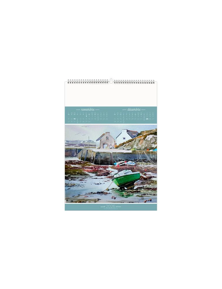 BLEU DE MER 2026 - 6 FEUILLETS - RELIURE BAGUETTE - MARQUAGE 1 COULEUR nombre de pages : 12 pages cadeau collaborateur premium