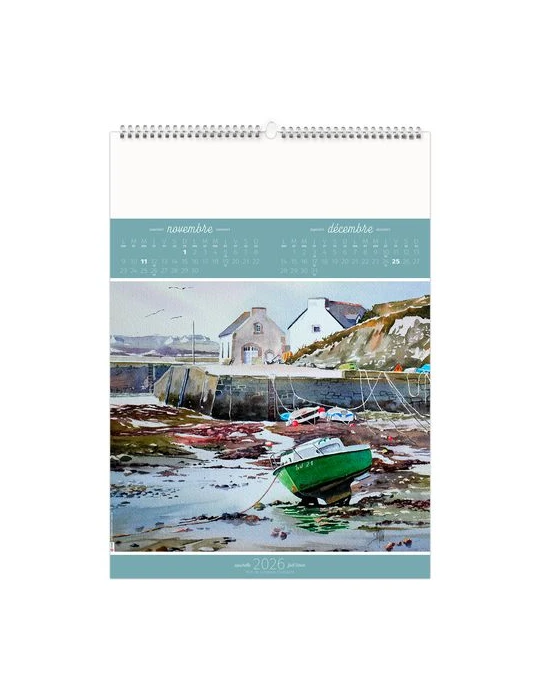 BLEU DE MER 2026 - 6 FEUILLETS - RELIURE BAGUETTE - MARQUAGE 1 COULEUR nombre de pages : 12 pages cadeau collaborateur premium