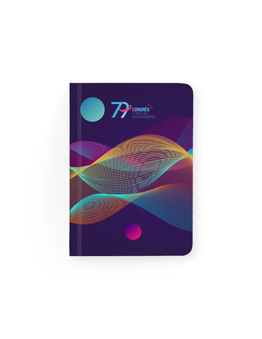 NOTEBOOK DOS CARRE COLLE - MIDI 150 x 210 mm - COUVERTURE 380g SATIMAT AVEC PELLICULAGE BRILLANT PAGES 1 ET 4 - BLOC INTERIEUR D