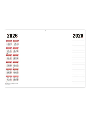 PLANNING SIMPLE 2026 - XXL 700X500 MM LEGER 400G - RECTO SEUL - SANS MARQUAGE