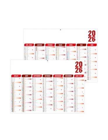 FLORENTIN ROUGE 2026 - MIDI 430 x 335 mm - LEGER 400G - SANS MARQUAGE - 1 TROU EN TETE