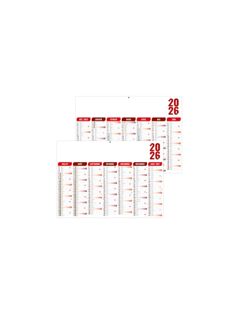 FLORENTIN ROUGE 2026 - MIDI 430 x 335 mm - LEGER 400G - SANS MARQUAGE - 1 TROU EN TETE