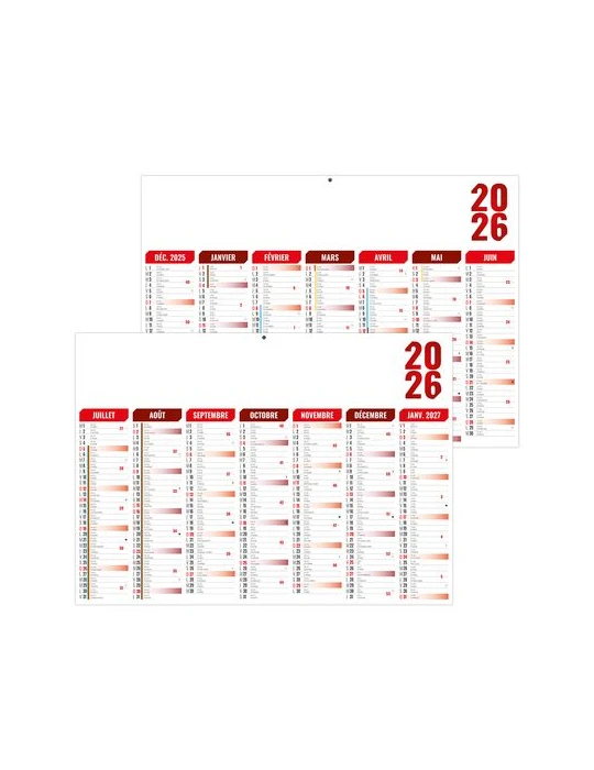 FLORENTIN ROUGE 2026 - MIDI 430 x 335 mm - LEGER 400G - SANS MARQUAGE - 1 TROU EN TETE