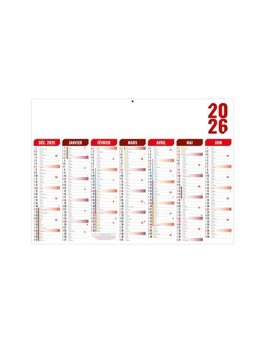 FLORENTIN ROUGE 2026 - MIDI 430 x 335 mm - LEGER 400G - SANS MARQUAGE - 1 TROU EN TETE