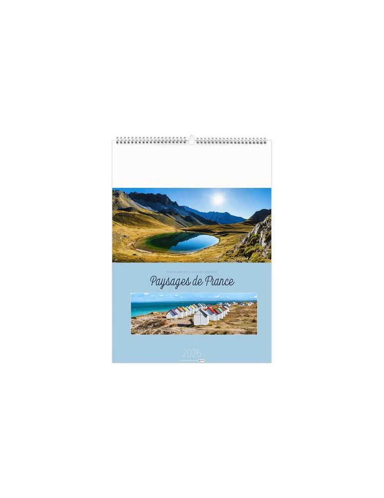 PAYSAGES DE FRANCE 2026 - 6 FEUILLETS - RELIURE BAGUETTE - MARQUAGE 1 COULEUR nombre de pages : 12 pages cadeau entreprise pas c