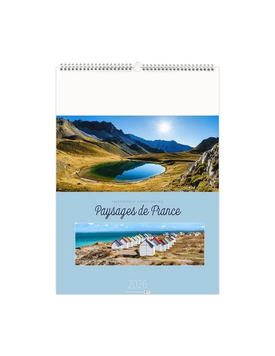 PAYSAGES DE FRANCE 2026 - 6 FEUILLETS - RELIURE BAGUETTE - MARQUAGE 1 COULEUR nombre de pages : 12 pages cadeau entreprise pas c