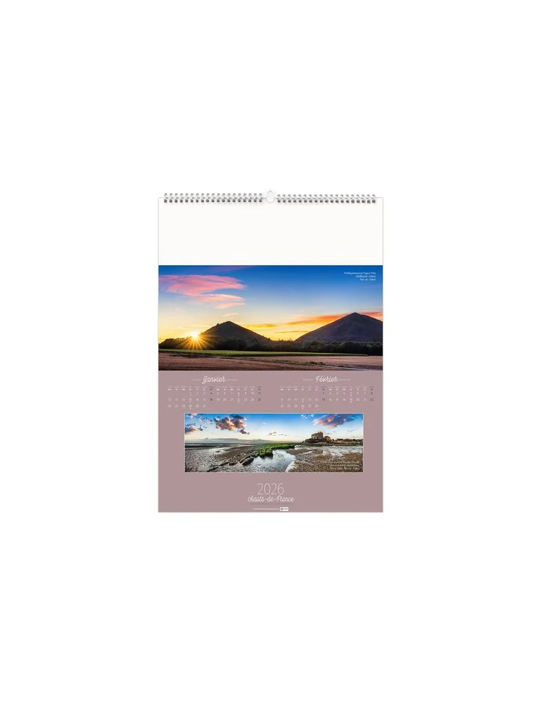 PAYSAGES DE FRANCE 2026 - 6 FEUILLETS - RELIURE BAGUETTE - MARQUAGE 1 COULEUR nombre de pages : 12 pages goodies publicitaire év