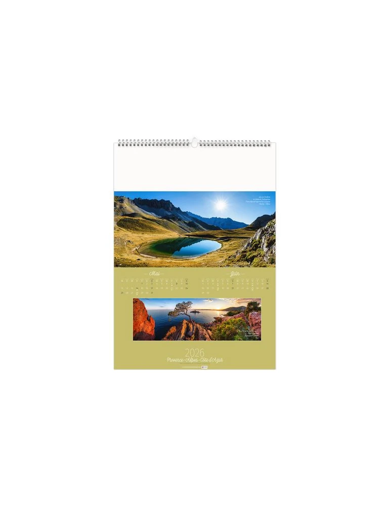 PAYSAGES DE FRANCE 2026 - 6 FEUILLETS - RELIURE BAGUETTE - MARQUAGE 1 COULEUR nombre de pages : 12 pages marquage laser ultra pr