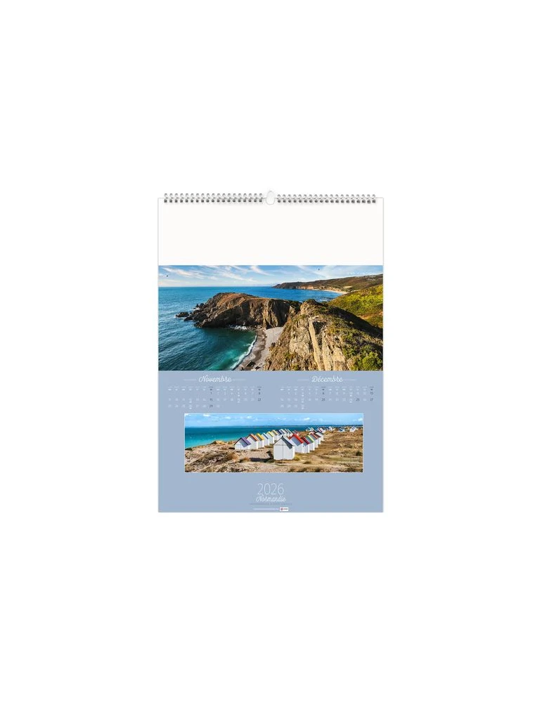 PAYSAGES DE FRANCE 2026 - 6 FEUILLETS - RELIURE BAGUETTE - MARQUAGE 1 COULEUR nombre de pages : 12 pages cadeau collaborateur pr