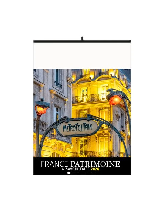 FRANCE PATRIMOINE 2026 - 6 FEUILLETS - RELIURE BAGUETTE - MARQUAGE 1 COULEUR nombre de pages : 12 pages cadeau entreprise pas ch