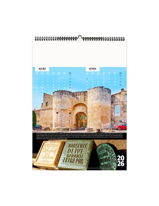 FRANCE PATRIMOINE 2026 - 6 FEUILLETS - RELIURE BAGUETTE - MARQUAGE 1 COULEUR nombre de pages : 12 pages marquage laser ultra pré