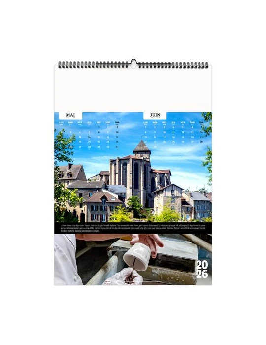 FRANCE PATRIMOINE 2026 - 6 FEUILLETS - RELIURE BAGUETTE - MARQUAGE 1 COULEUR nombre de pages : 12 pages livraison express 24h 48