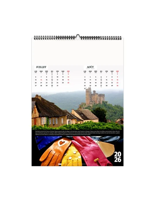 FRANCE PATRIMOINE 2026 - 6 FEUILLETS - RELIURE BAGUETTE - MARQUAGE 1 COULEUR nombre de pages : 12 pages objet promotionnel éco-r