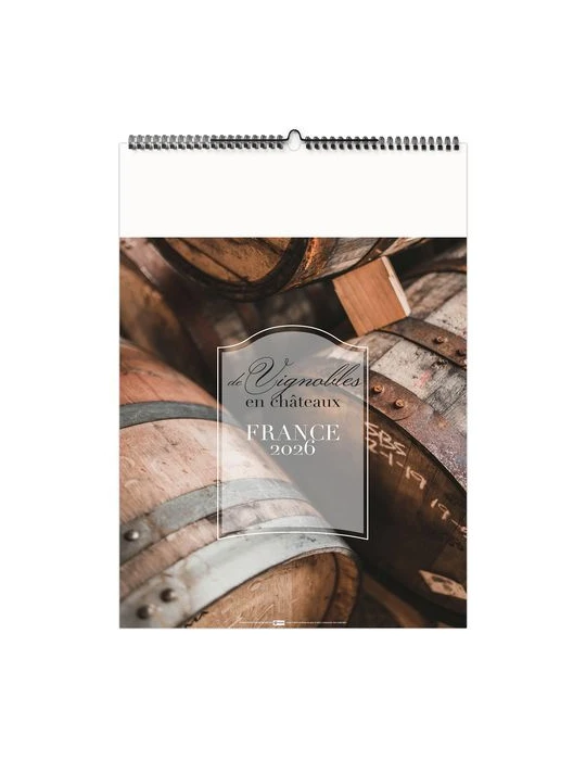DE VIGNOBLES EN CHÂTEAUX 2026 - 6 FEUILLETS - RELIURE BAGUETTE - MARQUAGE 1 COULEUR nombre de pages : 12 pages personnalisable a