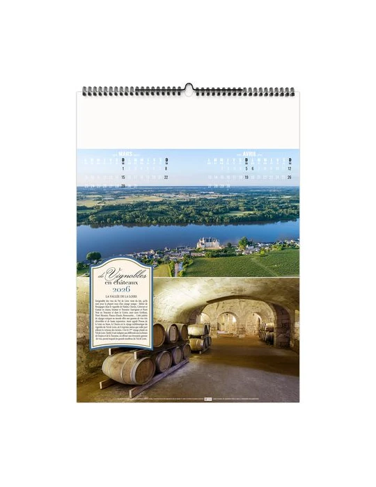 DE VIGNOBLES EN CHÂTEAUX 2026 - 6 FEUILLETS - RELIURE BAGUETTE - MARQUAGE 1 COULEUR nombre de pages : 12 pages impression haute 
