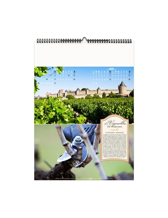 DE VIGNOBLES EN CHÂTEAUX 2026 - 6 FEUILLETS - RELIURE BAGUETTE - MARQUAGE 1 COULEUR nombre de pages : 12 pages marquage laser ul
