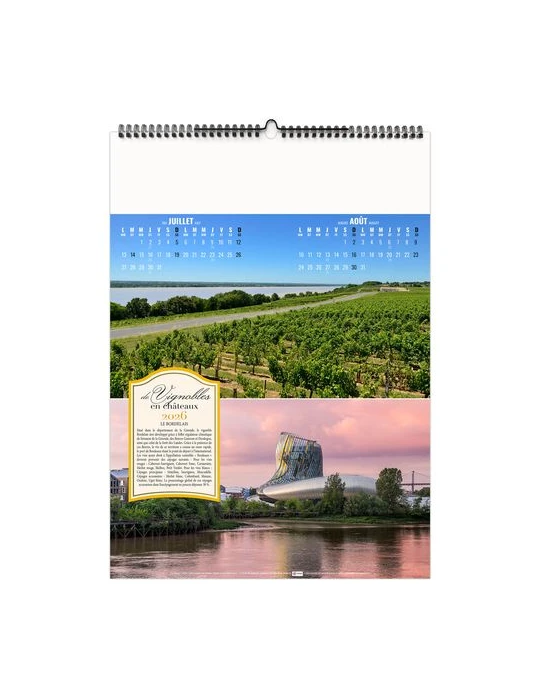 DE VIGNOBLES EN CHÂTEAUX 2026 - 6 FEUILLETS - RELIURE BAGUETTE - MARQUAGE 1 COULEUR nombre de pages : 12 pages livraison express