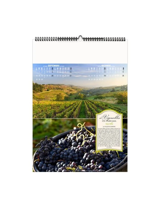 DE VIGNOBLES EN CHÂTEAUX 2026 - 6 FEUILLETS - RELIURE BAGUETTE - MARQUAGE 1 COULEUR nombre de pages : 12 pages objet promotionne