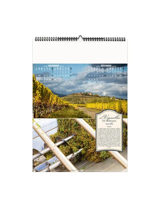 DE VIGNOBLES EN CHÂTEAUX 2026 - 6 FEUILLETS - RELIURE BAGUETTE - MARQUAGE 1 COULEUR nombre de pages : 12 pages cadeau collaborat