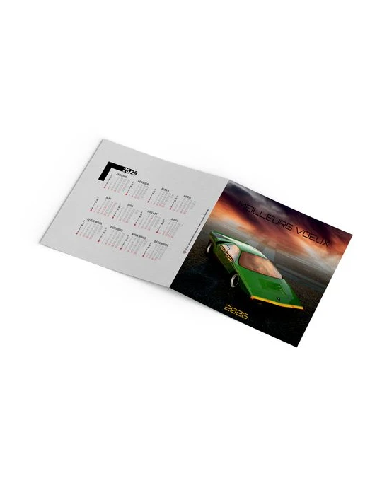 CARTE DE VOEUX - VOITURE 2026  AVEC ENVELOPPE - SANS MARQUAGE