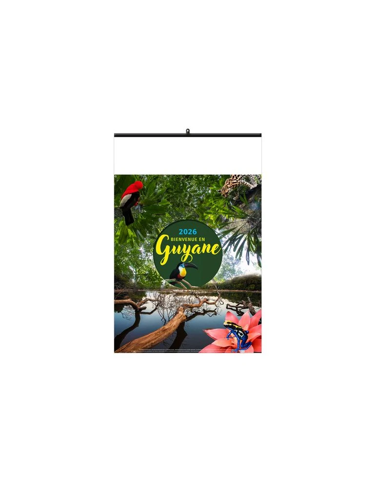 BIENVENUE EN GUYANE 2026 - 6 FEUILLETS - RELIURE BAGUETTE - MARQUAGE 1 COULEUR nombre de pages : 12 pages cadeau entreprise pas 