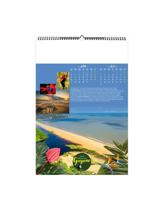 BIENVENUE EN GUYANE 2026 - 6 FEUILLETS - RELIURE BAGUETTE - MARQUAGE 1 COULEUR nombre de pages : 12 pages objet promotionnel éco