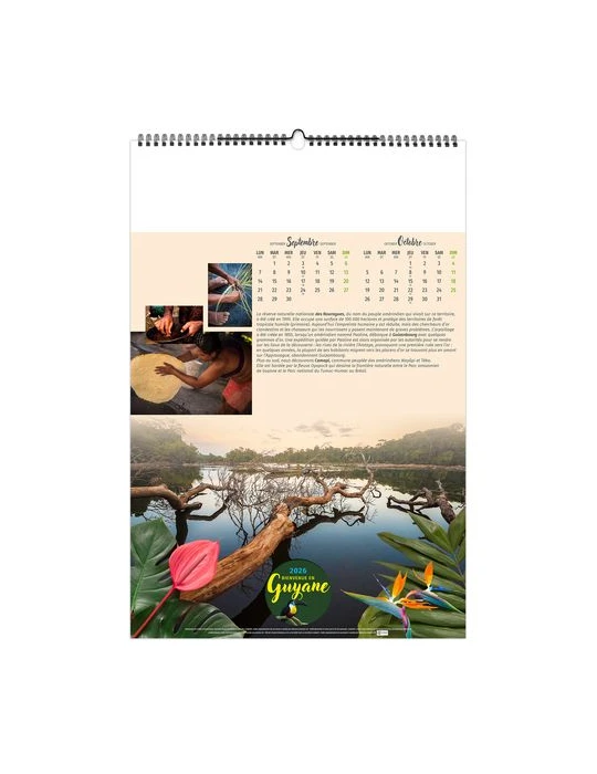 BIENVENUE EN GUYANE 2026 - 6 FEUILLETS - RELIURE BAGUETTE - MARQUAGE 1 COULEUR nombre de pages : 12 pages cadeau collaborateur p