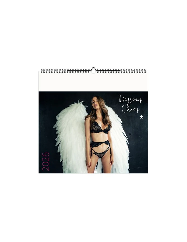 DESSOUS CHICS 2026 - SMALL 330 x 315 mm - SANS MARQUAGE - 6 FEUILLETS - RELIURE BAGUETTE nombre de pages : 12 pages impression l