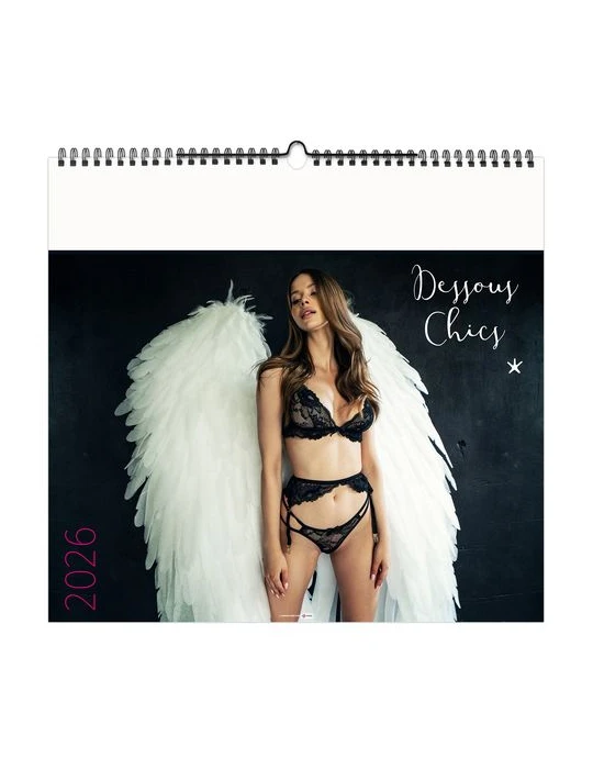 DESSOUS CHICS 2026 - SMALL 330 x 315 mm - SANS MARQUAGE - 6 FEUILLETS - RELIURE BAGUETTE nombre de pages : 12 pages impression l