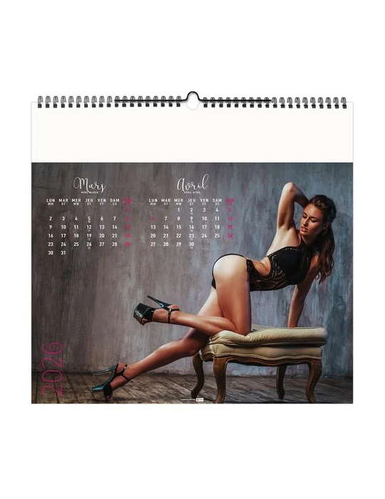 DESSOUS CHICS 2026 - SMALL 330 x 315 mm - SANS MARQUAGE - 6 FEUILLETS - RELIURE BAGUETTE nombre de pages : 12 pages cadeau entre