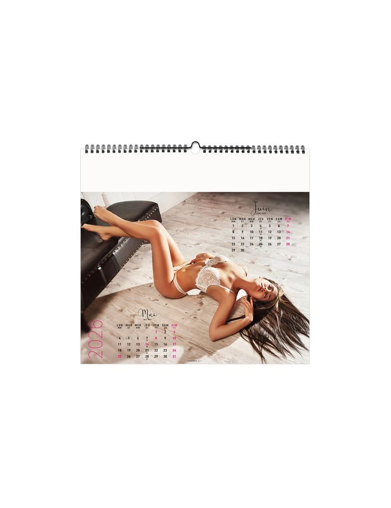 DESSOUS CHICS 2026 - SMALL 330 x 315 mm - SANS MARQUAGE - 6 FEUILLETS - RELIURE BAGUETTE nombre de pages : 12 pages impression h