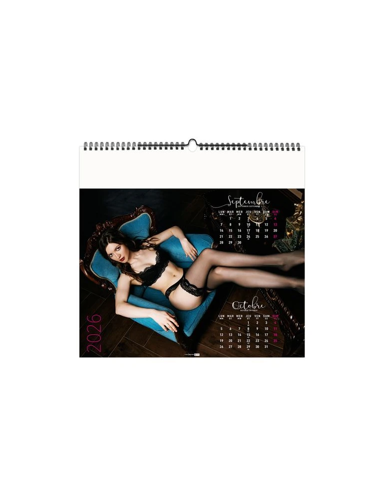 DESSOUS CHICS 2026 - SMALL 330 x 315 mm - SANS MARQUAGE - 6 FEUILLETS - RELIURE BAGUETTE nombre de pages : 12 pages impression l
