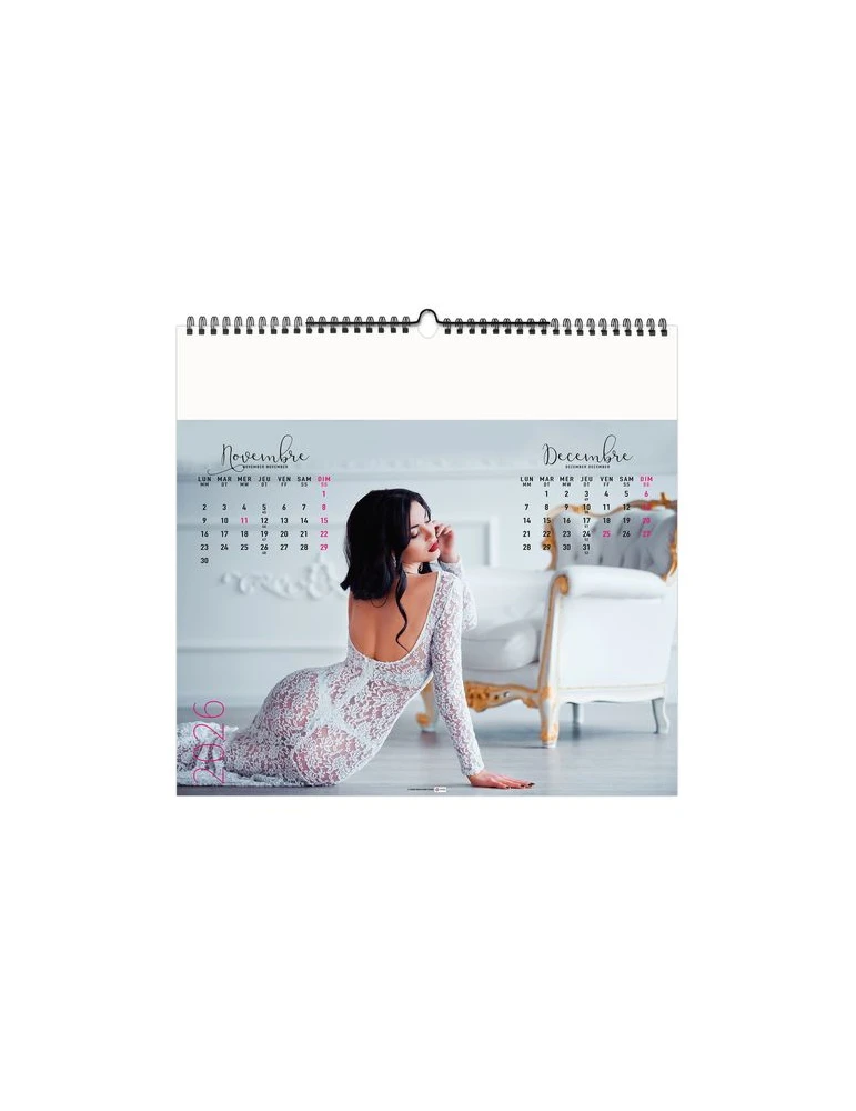 DESSOUS CHICS 2026 - SMALL 330 x 315 mm - SANS MARQUAGE - 6 FEUILLETS - RELIURE BAGUETTE nombre de pages : 12 pages cadeau affai