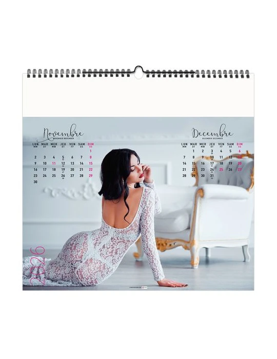 DESSOUS CHICS 2026 - SMALL 330 x 315 mm - SANS MARQUAGE - 6 FEUILLETS - RELIURE BAGUETTE nombre de pages : 12 pages cadeau affai