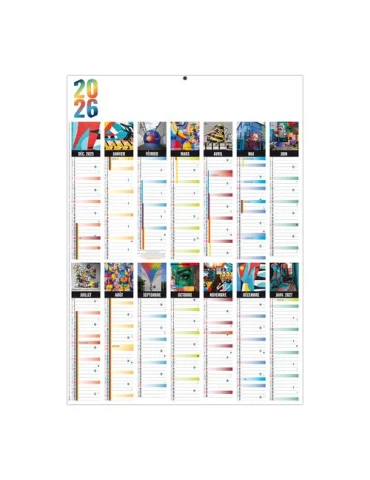 PLANNING MURAL COLOR 2026 - XXL 500X700 MM LEGER 400G - RECTO SEUL - SANS MARQUAGE