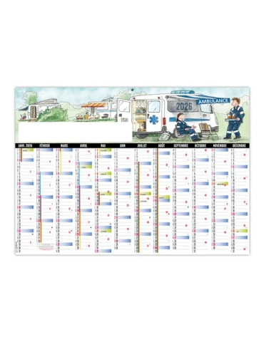 PLANNING AMBULANCE CAMP 2026 - XXL 700X500 MM LEGER 400G - RECTO SEUL - SANS MARQUAGE