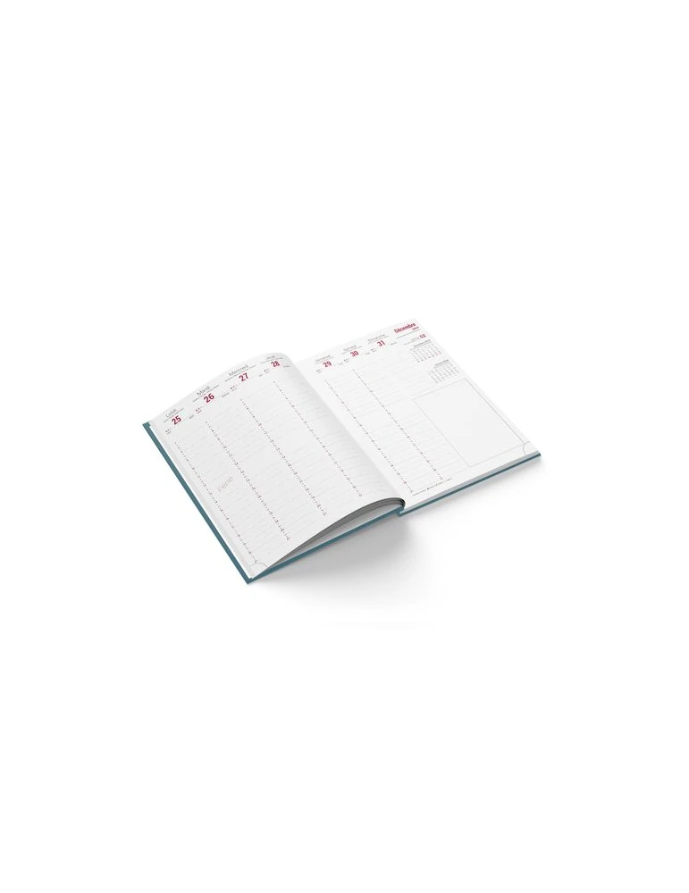 MINI EMBOITE DOS CARRE COUSU COLLE 2026 - 90X165MM - 1 ET 4 DE COUV QUADRI + PELLI BRILLANT SUR CARTON RIGIDE - SEMAINIER 144 PA