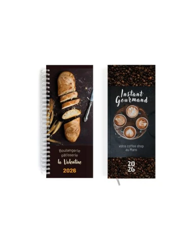 AGENDA DE CAISSE 2026 - 137X335MM - COUVERTURE CONTRECOLLEE QUADRI RECTO AVEC PELLICULAGE BRILLANT - DOS CARRE COUSU COLLE EMBOI