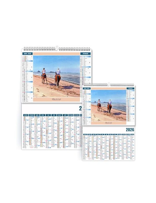 2EN1 - AQUARELLE 2026 - XXL 474 x 700 mm - MARQUAGE 1 COULEUR